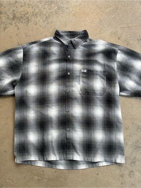 Caltop Veterano Button Up Short Sleeve Shirt Men's 2XL Made in USA Gray Flannel
